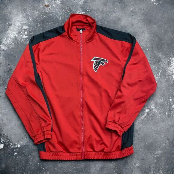 NFL Atlanta Falcons Full Zip Red Black Track Jacket Athletic Men's Size Large - Picture 1 of 8